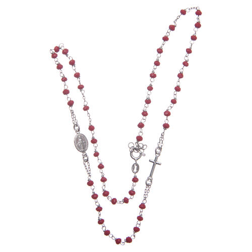 Halskette mit Rosenkranz aus 925er Silber, rot 3