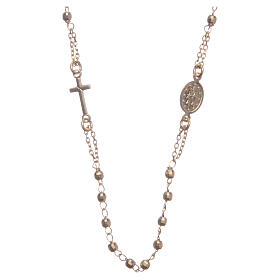 Halskette mit Rosenkranz aus 925er Silber, gold
