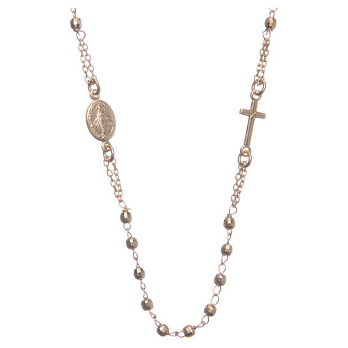 Halskette mit Rosenkranz aus 925er Silber, gold 1
