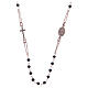 Halskette mit Rosenkranz aus 925er Silber, rosé und schwarz s2