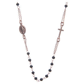 Classic rosary choker rosè and black colour in 925 sterling silver