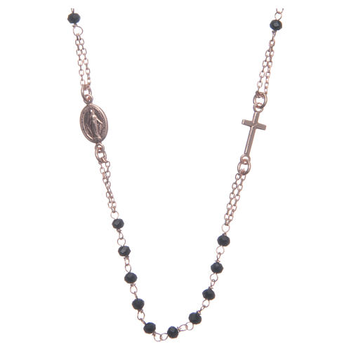 Classic rosary choker rosè and black colour in 925 sterling silver 1