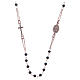 Classic rosary choker rosè and black colour in 925 sterling silver s2
