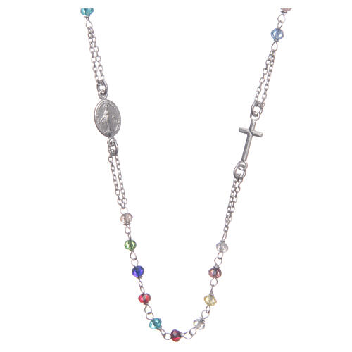 Halskette mit Rosenkranz aus 925er Silber, bunt 1
