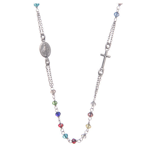 Classic rosary choker multicoloured 925 sterling silver 1