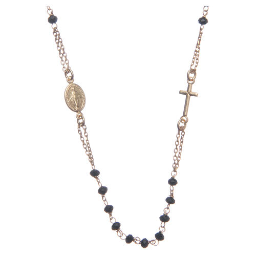 Halskette mit Rosenkranz aus 925er Silber, gold und schwarz 1