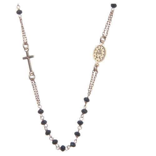 Halskette mit Rosenkranz aus 925er Silber, gold und schwarz 2