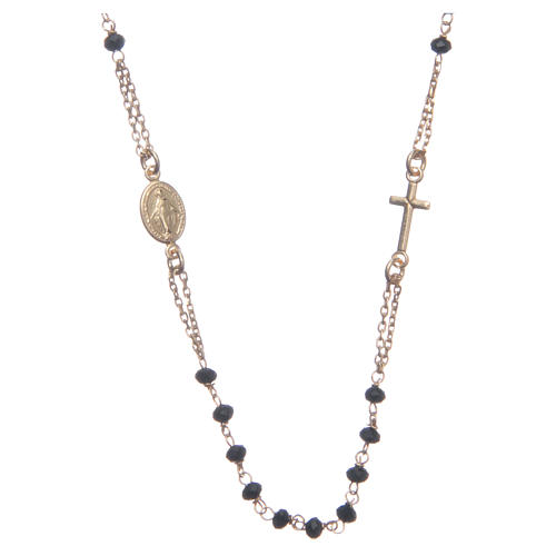 Classic rosary choker gold and black 925 sterling silver 1