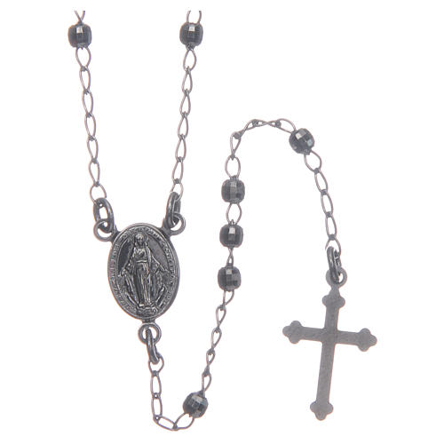 Classic rosary smoky black in 925 sterling silver 1