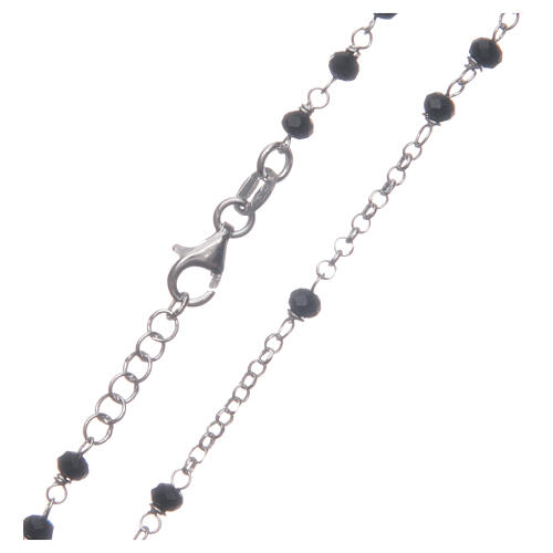 Rosenkranz im klassischen Stil aus 925er Silber mit schwarzen Perlen 4