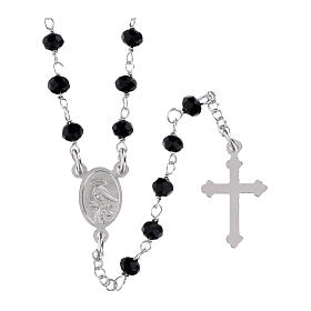 Rosario clásico color negro plata 925