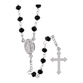 Rosario clásico color negro plata 925