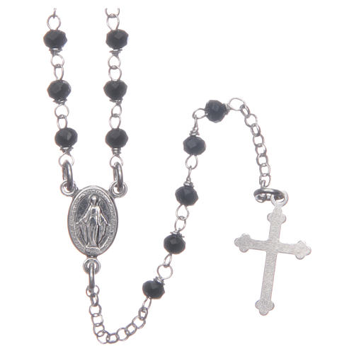 Rosario classico colore nero argento 925 1