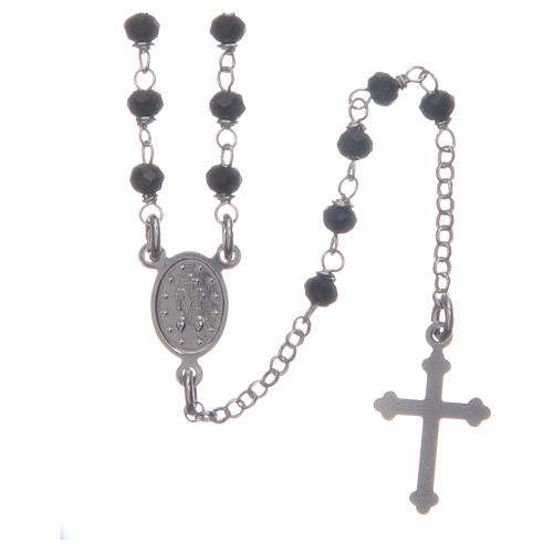Rosario classico colore nero argento 925 2