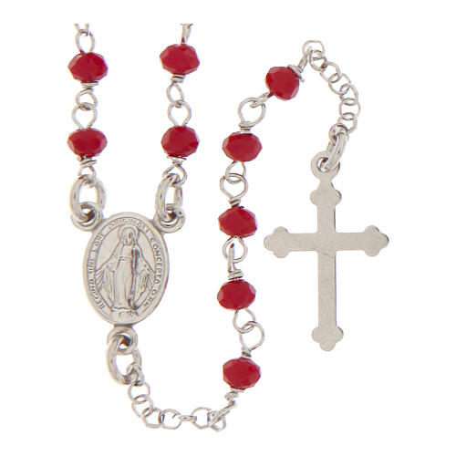 Classic rosary choker red in 925 sterling silver 1