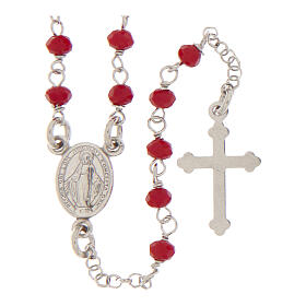 Rosario classico colore rosso argento 925