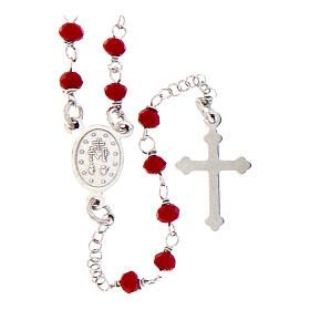 Rosario classico colore rosso argento 925