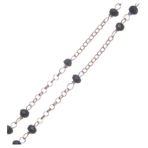 Rosenkranz im klassischen Stil aus 925er Silber mit schwarzen Perlen, Roségold 3