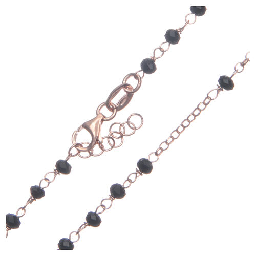 Rosenkranz im klassischen Stil aus 925er Silber mit schwarzen Perlen, Roségold 4