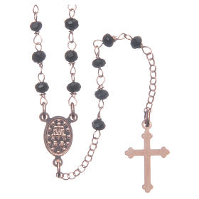 Rosario classico colore rosé nero argento 925