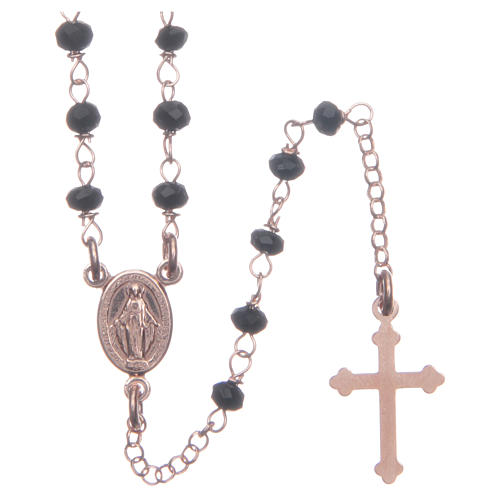 Rosario classico colore rosé nero argento 925 1