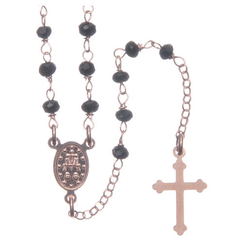 Rosario classico colore rosé nero argento 925 2