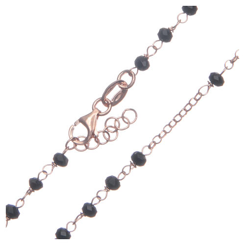 Rosario classico colore rosé nero argento 925 4