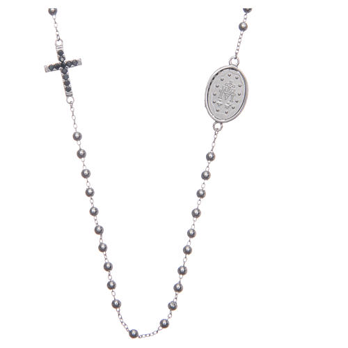 Rosary choker silver colour with black zircons 925 sterling silver 2