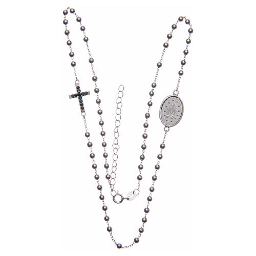 Rosary choker silver colour with black zircons 925 sterling silver 3