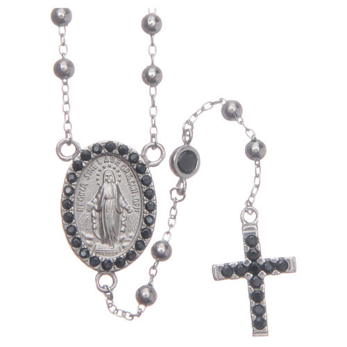Rosario classico silver zirconi neri argento 925 1