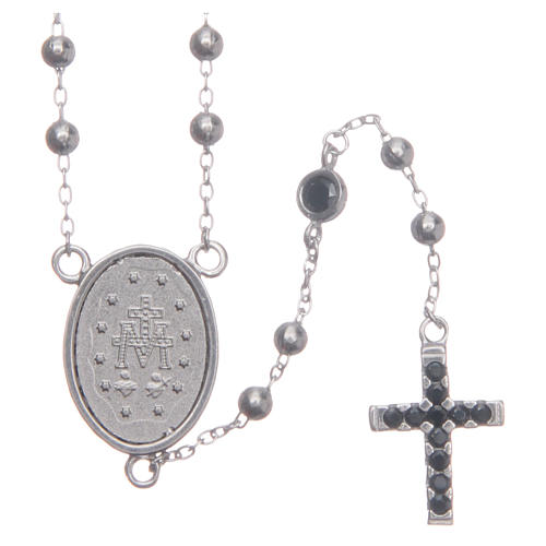 Rosario classico silver zirconi neri argento 925 2