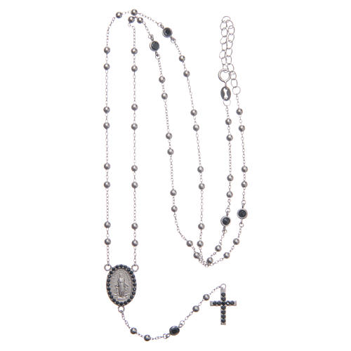 Rosario classico silver zirconi neri argento 925 5