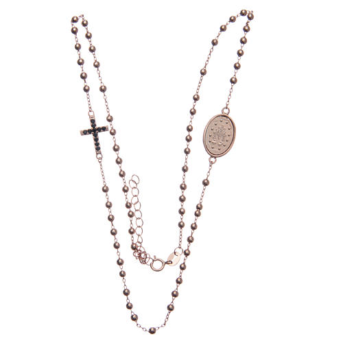 Rosary choker rosè with black zircons 925 sterling silver 3
