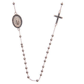 Rosary choker rosè with black zircons 925 sterling silver