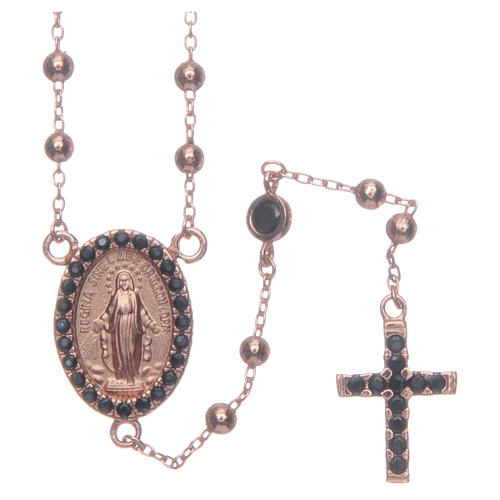 Classic rosary rosè with black zircons 925 sterling silver 1