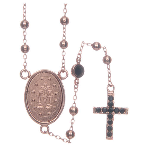 Classic rosary rosè with black zircons 925 sterling silver 2