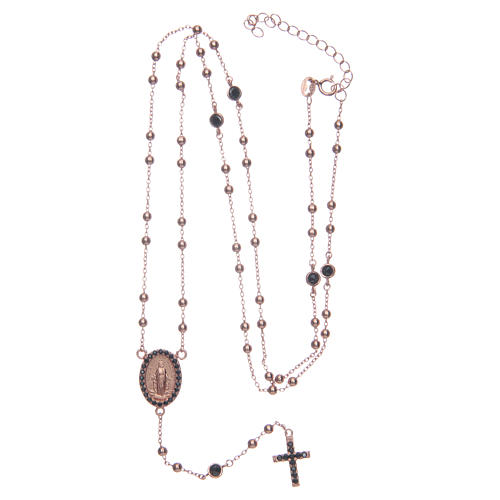 Classic rosary rosè with black zircons 925 sterling silver 5