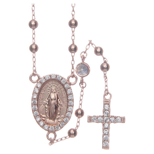Classic rosary rosè with white zircons in 925 sterling silver 1