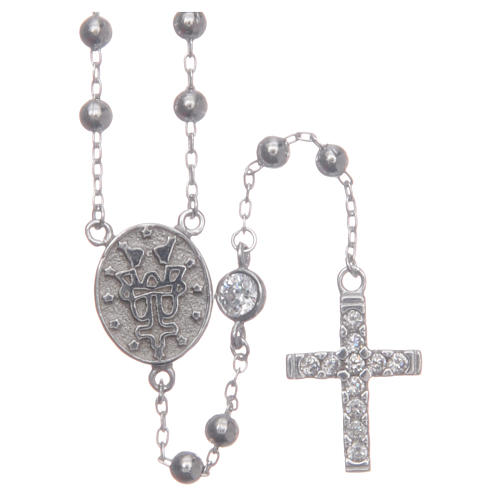 Rosary choker Saint Rita silver with white zircons in 925 sterling silver 2