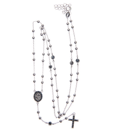 Rosary choker Saint Rita silver with black zircons in 925 sterling silver 5