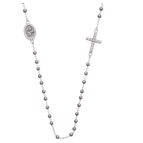 Classic rosary Saint Rita silver with white zircons in 925 sterling silver 1