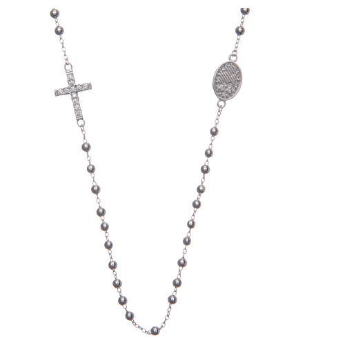 Classic rosary Saint Rita silver with white zircons in 925 sterling silver 2