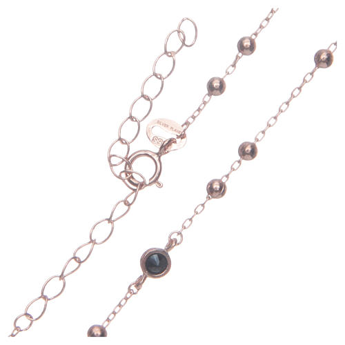 Classic rosary Saint Rita rosè with black zircons in 925 sterling silver 4