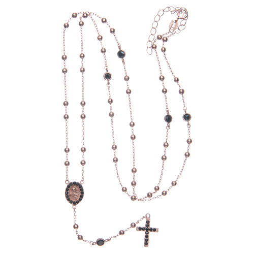 Classic rosary Saint Rita rosè with black zircons in 925 sterling silver 5