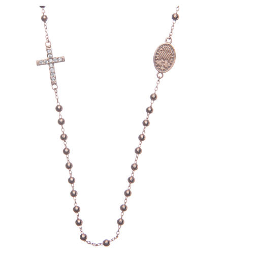 Rosario girocollo Santa Rita rosé zirconi bianchi argento 925 2