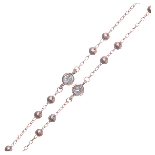 Classic rosary rosè Saint Rita with white zircons in 925 sterling silver 3