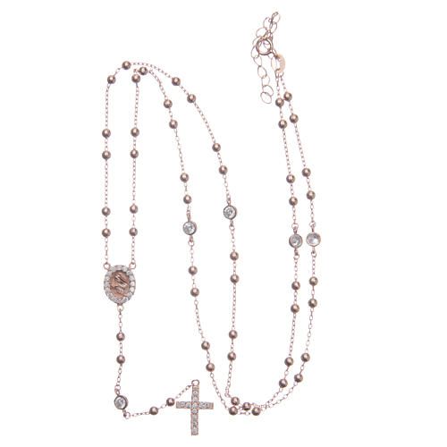 Classic rosary rosè Saint Rita with white zircons in 925 sterling silver 5