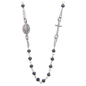 Halskette Rosenkranz aus 925er Silber Santa Rita, blau