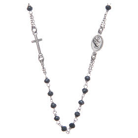 Halskette Rosenkranz aus 925er Silber Santa Rita, blau