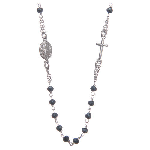 Halskette Rosenkranz aus 925er Silber Santa Rita, blau 1